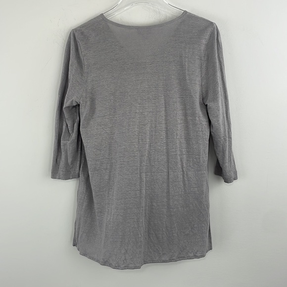 𝅺J. Jill Love Linen 100% Linen Gray Top Sz S - Picture 2 of 6